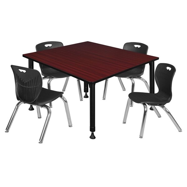 Regency Tables > Height Adjustable > Square Table & Chair Sets, 48 W, 48 L, 23-34 H, Mahogany TB4848MHAPBK45BK - main